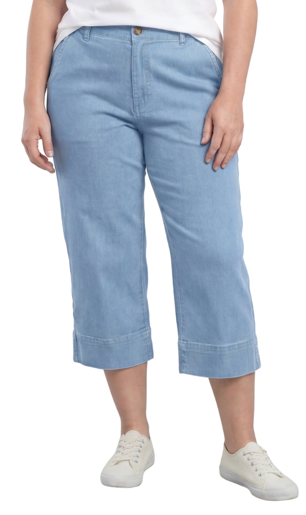 Women’s Lightweight Straight Leg Casual Denim Capri Pants in Cotton Blend Fabric