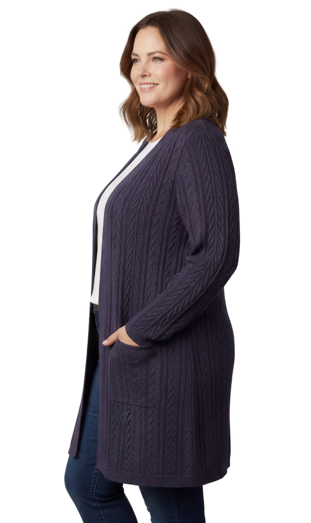 Women's Cable Knit Duster Sweater with Pockets Effortless Longline Cardigan for Everyday Warmth