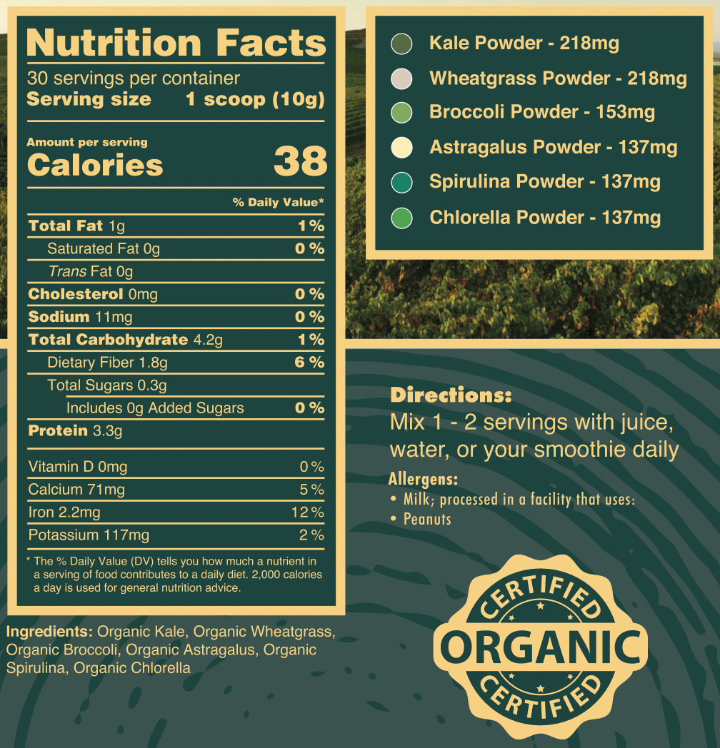 Organic Tropics & Raw Greens Micronutrient Powders